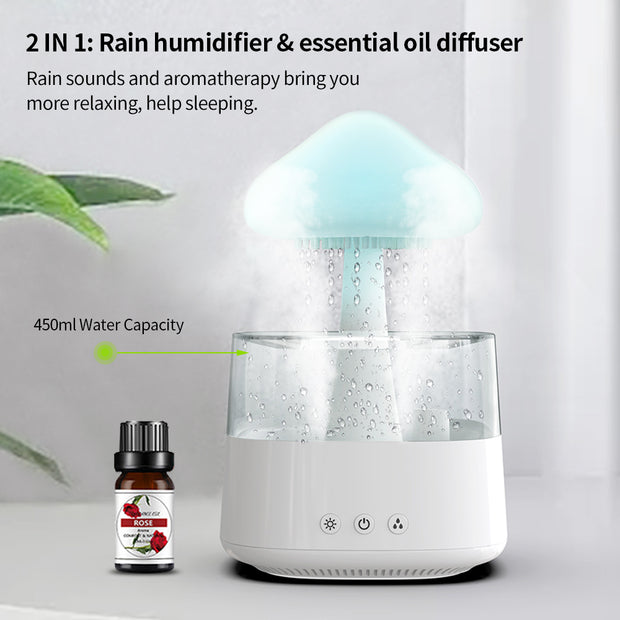 Rain Humidifier Mushroom Humidifier Rain Cloud Humidifier Water Drop Humidifier - Milazzon