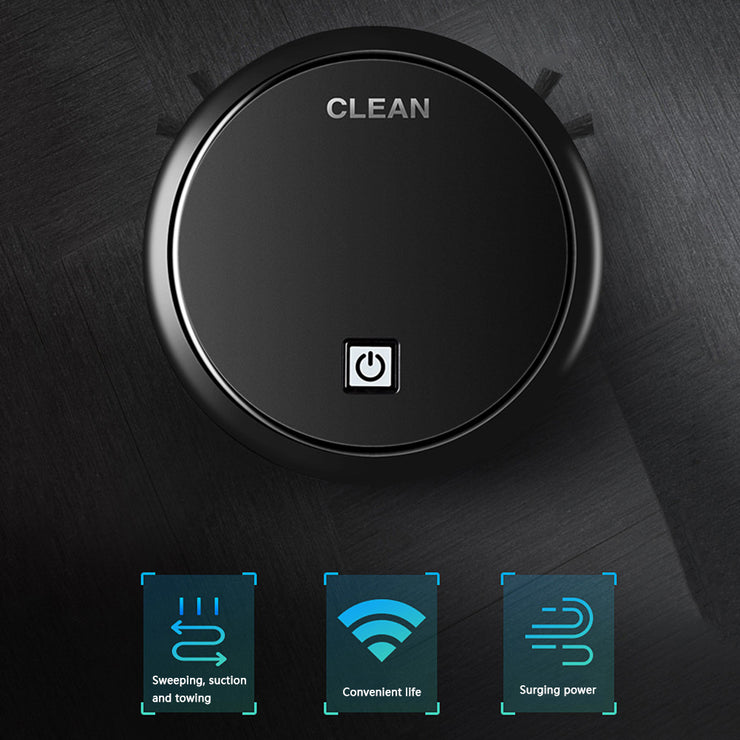 3-in-1 Robot Vacuum Cleaner 1800Pa Multifunctional Smart Floor Cleaner USB Rechargeable Dry Wet Sweeping Vacuum Cleaner - Milazzon